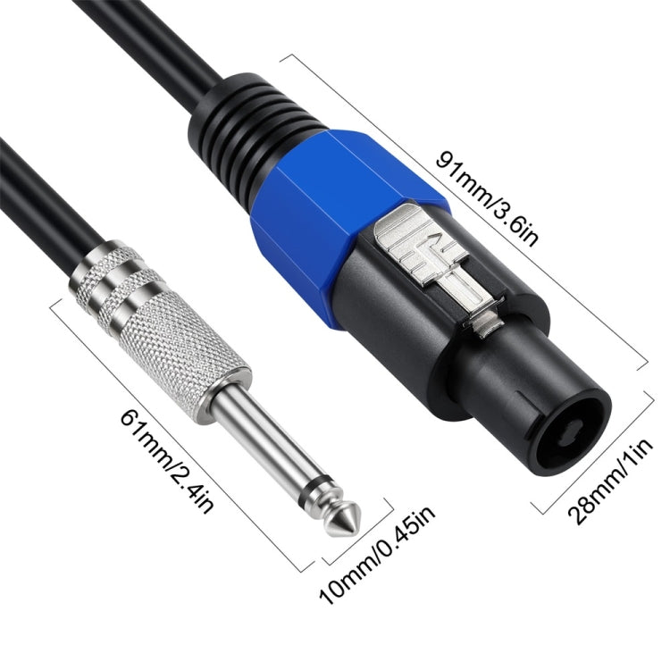 JUNSUNMAY Speakon Male to 6.35mm Male Audio Speaker Adapter Cable with Snap Lock, Length:6FT - free shipping - PMC Jewellery - Order now!