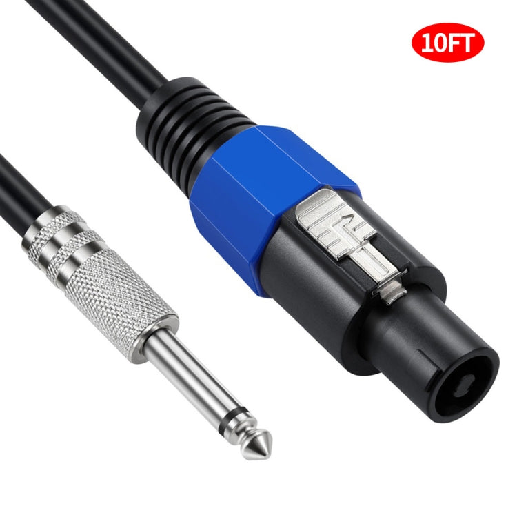 JUNSUNMAY Speakon Male to 6.35mm Male Audio Speaker Adapter Cable with Snap Lock, Length:10FT - free shipping - PMC Jewellery - Order now!