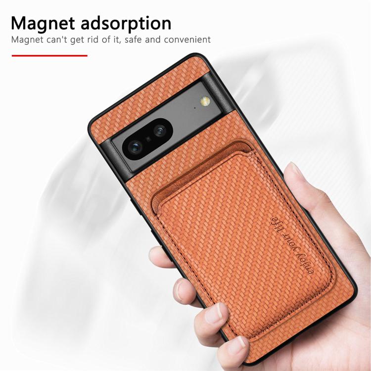 For Google Pixel 7 Carbon Fiber Leather Card Magsafe Phone Case(Khaki) - free shipping - PMC TechLife - Order now!