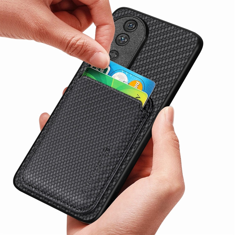 For Honor 80 Carbon Fiber Leather Card Magsafe Phone Case(Brown) - Honor Cases by PMC TechLife | Online Shopping South Africa | PMC TechLife | Buy Now Pay Later Mobicred