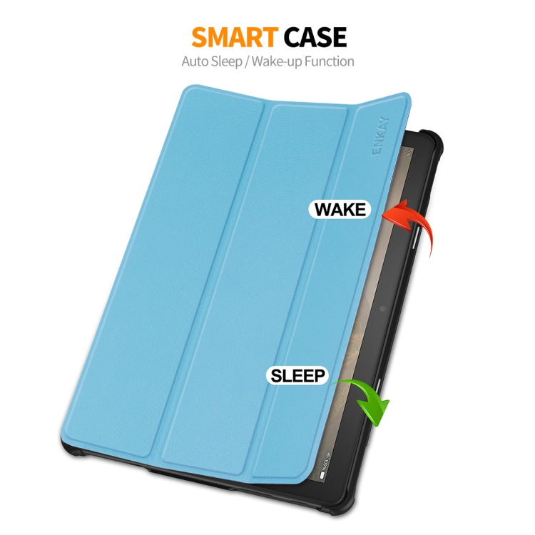 For Amazon Fire HD 10 2023 ENKAY ENKAY Tri-fold Custer Texture Leather Smart Tablet Case(Dark Green) - Amazon by ENKAY | Online Shopping South Africa | PMC TechLife | Buy Now Pay Later Mobicred