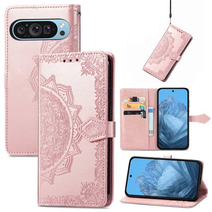 For Google Pixel 9 Mandala Flower Embossed Leather Phone Case(Rose Gold) - Google Cases by PMC Jewellery | Online Shopping South Africa | PMC Jewellery | Buy Now Pay Later Mobicred