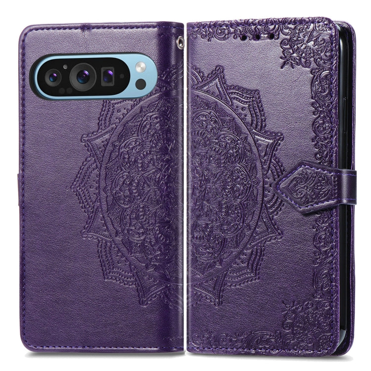 For Google Pixel 9 Mandala Flower Embossed Leather Phone Case(Purple) - Google Cases by PMC Jewellery | Online Shopping South Africa | PMC Jewellery | Buy Now Pay Later Mobicred