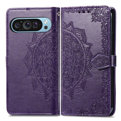 For Google Pixel 9 Mandala Flower Embossed Leather Phone Case(Purple) - Google Cases by PMC Jewellery | Online Shopping South Africa | PMC Jewellery | Buy Now Pay Later Mobicred