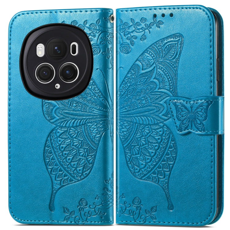 For Honor Magic6 Pro Butterfly Love Flower Embossed Leather Phone Case(Blue) - Honor Cases by PMC Jewellery | Online Shopping South Africa | PMC Jewellery | Buy Now Pay Later Mobicred