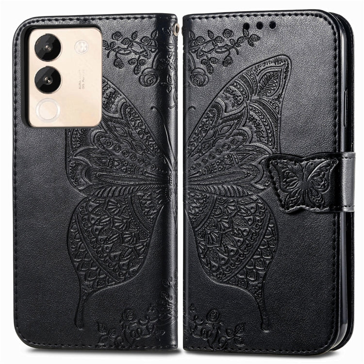 For vivo X100 Pro Butterfly Love Flower Embossed Leather Phone Case(Black) - X100 Pro Cases by imak | Online Shopping South Africa | PMC Jewellery | Buy Now Pay Later Mobicred