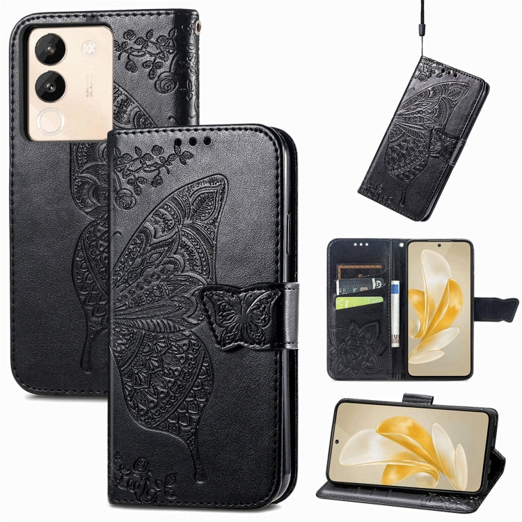 For vivo X100 Butterfly Love Flower Embossed Leather Phone Case(Black) - X100 Cases by imak | Online Shopping South Africa | PMC Jewellery | Buy Now Pay Later Mobicred