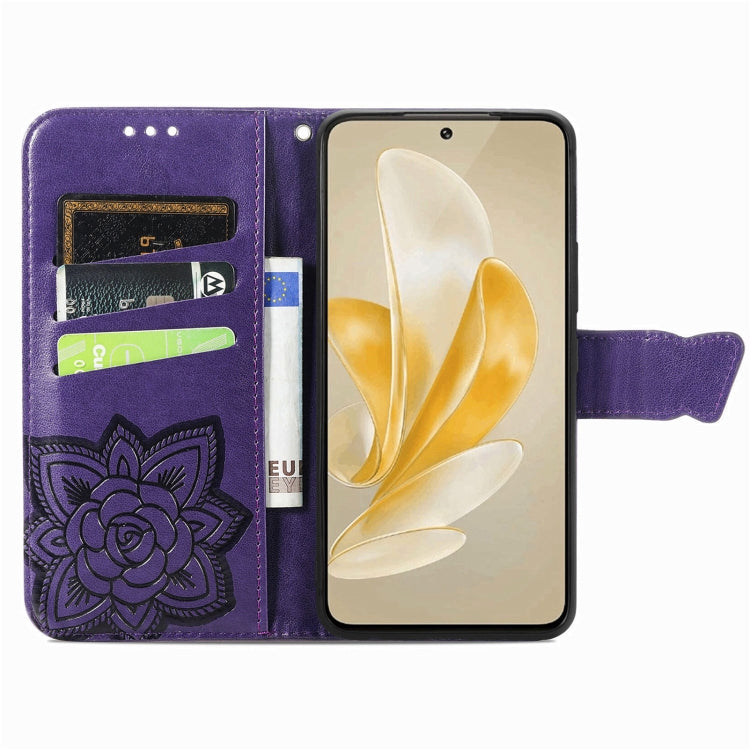 For vivo X100 Butterfly Love Flower Embossed Leather Phone Case(Purple) - X100 Cases by imak | Online Shopping South Africa | PMC Jewellery | Buy Now Pay Later Mobicred