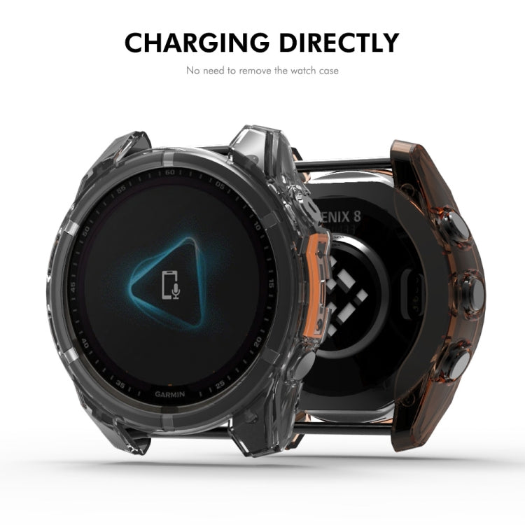 For Garmin Fenix 8 AMOLED 43mm ENKAY Hat-Prince Transparent TPU Frame Drop Protection Case(Orange) - free shipping - PMc TechLife - Order now!
