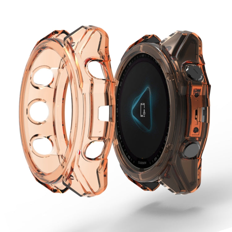 For Garmin Fenix 8 AMOLED / MIP 47mm ENKAY Hat-Prince Transparent TPU Frame Drop Protection Case(Orange) - free shipping - PMc TechLife - Order now!