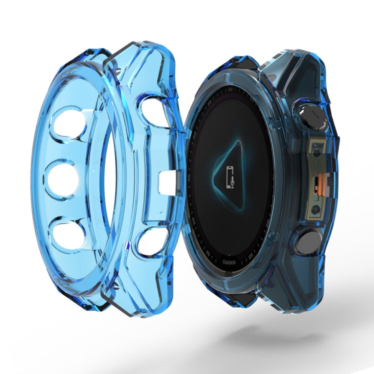 For Garmin Fenix 8 AMOLED / MIP 47mm ENKAY Hat-Prince Transparent TPU Frame Drop Protection Case(Blue) - free shipping - PMc TechLife - Order now!