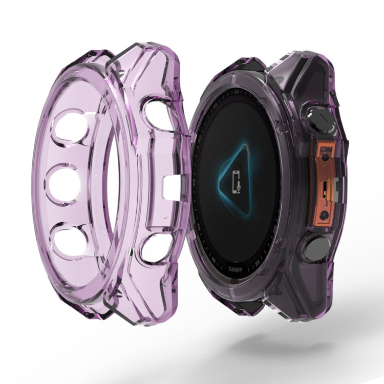 For Garmin Fenix 8 AMOLED / MIP 47mm ENKAY Hat-Prince Transparent TPU Frame Drop Protection Case(Purple) - free shipping - PMc TechLife - Order now!