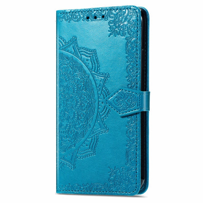 For Motorola Moto G Play 2024 Mandala Flower Embossed Leather Phone Case(Blue) - Motorola Cases by PMC Jewellery | Online Shopping South Africa | PMC Jewellery | Buy Now Pay Later Mobicred