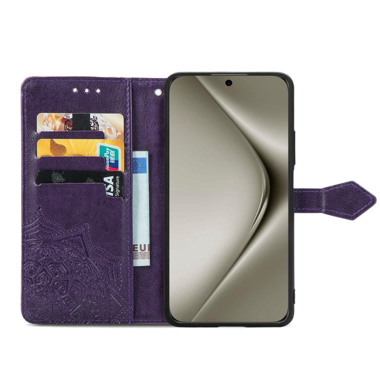For Huawei Pura 70 Pro Mandala Flower Embossed Leather Phone Case(Purple) - Huawei Cases by PMC Jewellery | Online Shopping South Africa | PMC Jewellery | Buy Now Pay Later Mobicred