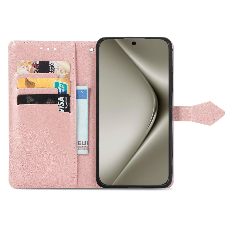 For Huawei Pura 70 Ultra Mandala Flower Embossed Leather Phone Case(Rose Gold) - Huawei Cases by PMC Jewellery | Online Shopping South Africa | PMC Jewellery | Buy Now Pay Later Mobicred