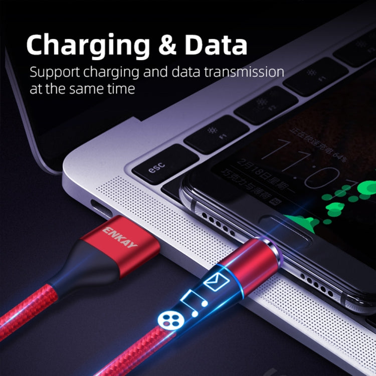 ENKAY 2 in 1 5A USB to Type-C + 8 Pin Magnetic Fast Charging Data Cable with LED Light, Length: 1m(Red) - Charging Cable & Head by ENKAY | Online Shopping South Africa | PMC Jewellery | Buy Now Pay Later Mobicred