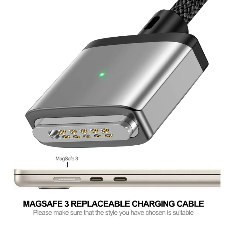 ENKAY 140W USB-C / Type-C to MagSafe 3 Nylon Braided Magnetic Charging Cable with LED Indicator for MacBook 6.6FT(Grey) - Cable & Adapter by ENKAY | Online Shopping South Africa | PMC Jewellery | Buy Now Pay Later Mobicred