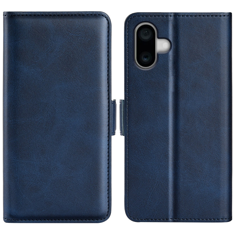 For iPhone 16 Plus Dual-side Magnetic Buckle Horizontal Flip Leather Phone Case(Dark Blue) - iPhone 16 Plus Cases by PMC Jewellery | Online Shopping South Africa | PMC Jewellery | Buy Now Pay Later Mobicred