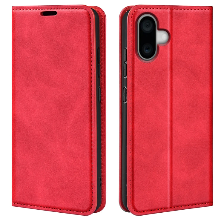 For iPhone 16 Retro-skin  Magnetic Suction Leather Phone Case(Red) - iPhone 16 Cases by PMC Jewellery | Online Shopping South Africa | PMC Jewellery | Buy Now Pay Later Mobicred