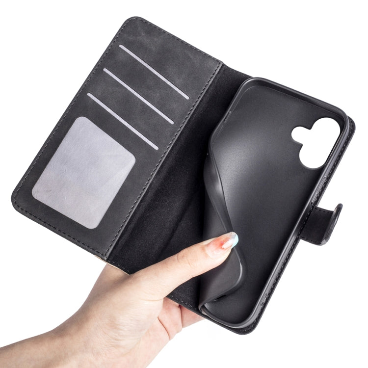 For iPhone 16 Plus Stitching Horizontal Flip Leather Phone Case(Black) - iPhone 16 Plus Cases by PMC TechLife | Online Shopping South Africa | PMC TechLife | Buy Now Pay Later Mobicred