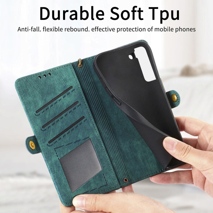 For Samsung Galaxy S23 5G Geometric Zipper Wallet Side Buckle Leather Phone Case(Green) - free shipping - PMC TechLife - Order now!