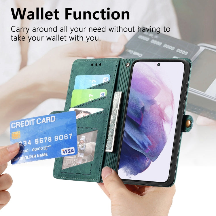 For Samsung Galaxy S23+ 5G Geometric Zipper Wallet Side Buckle Leather Phone Case(Green) - free shipping - PMC TechLife - Order now!