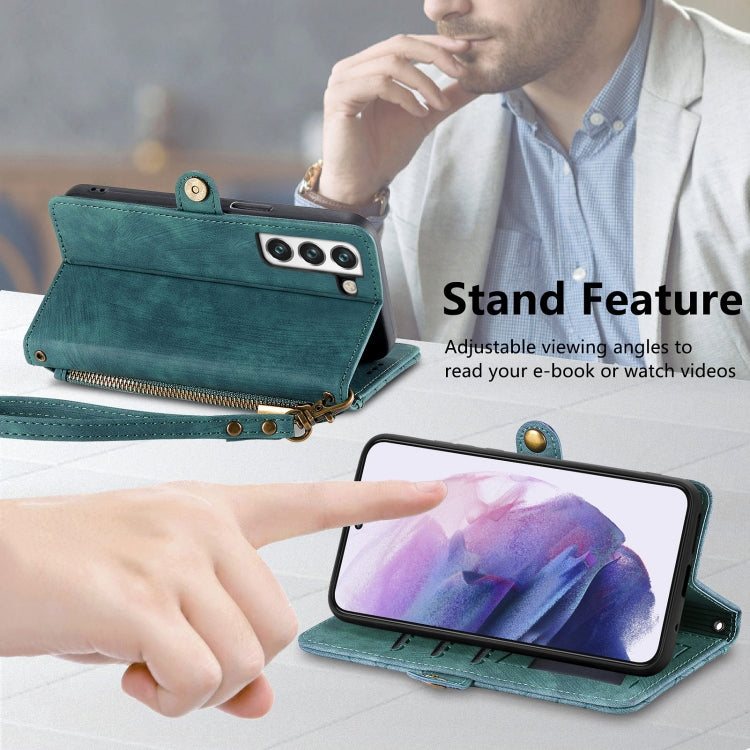 For Samsung Galaxy S23 Ultra 5G Geometric Zipper Wallet Side Buckle Leather Phone Case(Green) - free shipping - PMC TechLife - Order now!