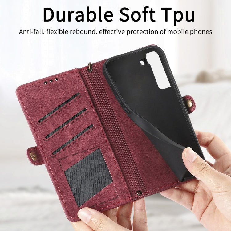For Samsung Galaxy S23 Ultra 5G Geometric Zipper Wallet Side Buckle Leather Phone Case(Red) - free shipping - PMC TechLife - Order now!