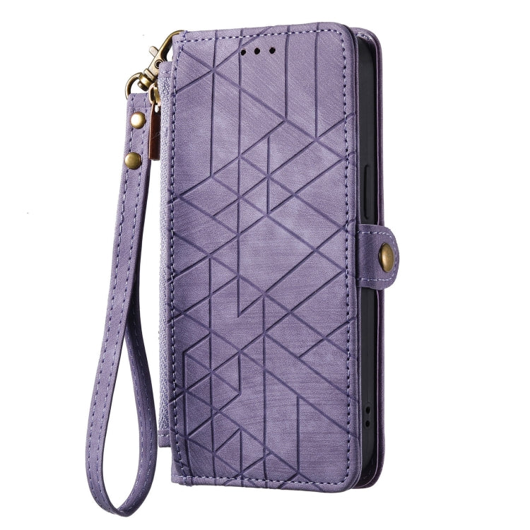 For Samsung Galaxy S23 Ultra 5G Geometric Zipper Wallet Side Buckle Leather Phone Case(Purple) - free shipping - PMC TechLife - Order now!