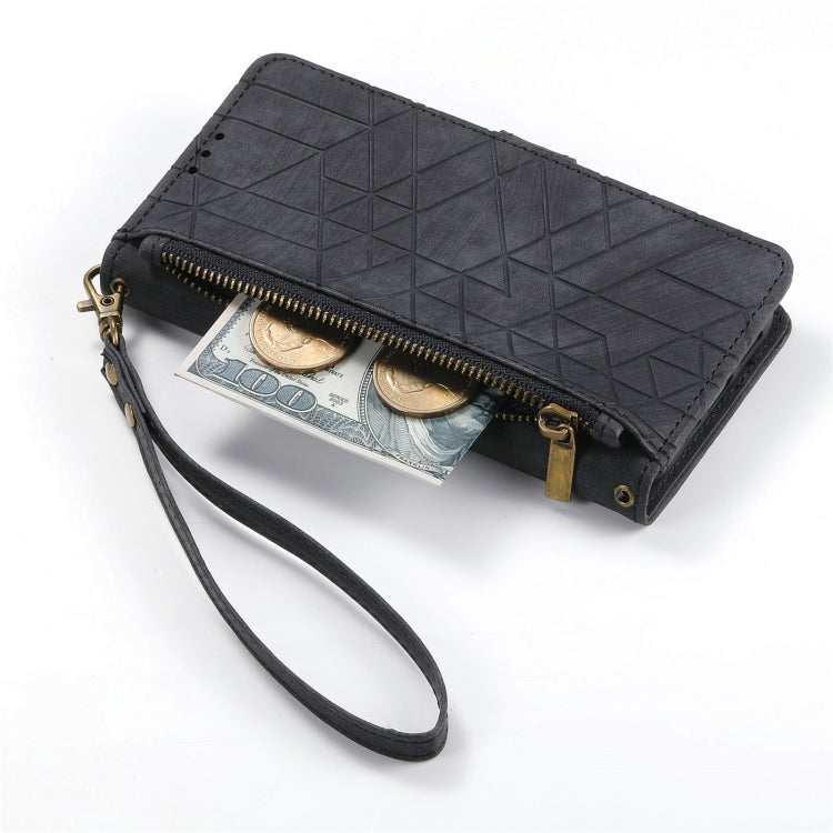 For Samsung Galaxy S23 Ultra 5G Geometric Zipper Wallet Side Buckle Leather Phone Case(Black) - free shipping - PMC TechLife - Order now!