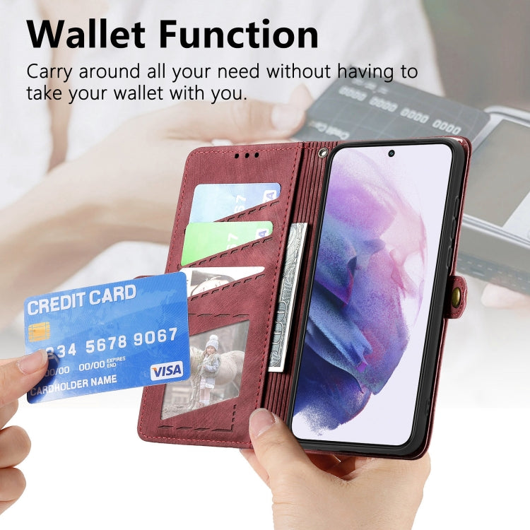 For Samsung Galaxy S22+ 5G Geometric Zipper Wallet Side Buckle Leather Phone Case(Red) - free shipping - PMC TechLife - Order now!
