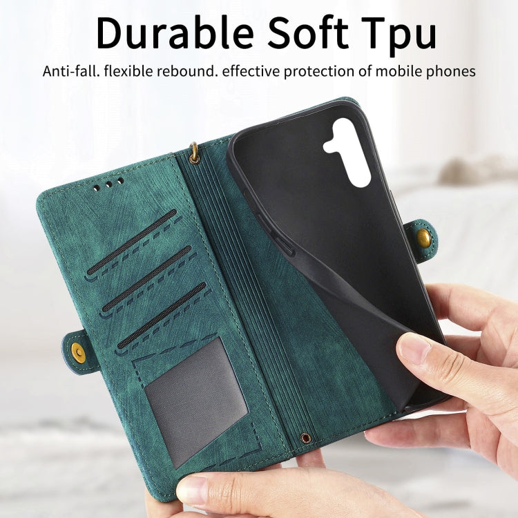 For Samsung Galaxy A42 5G Geometric Zipper Wallet Side Buckle Leather Phone Case(Green) - free shipping - PMC TechLife - Order now!