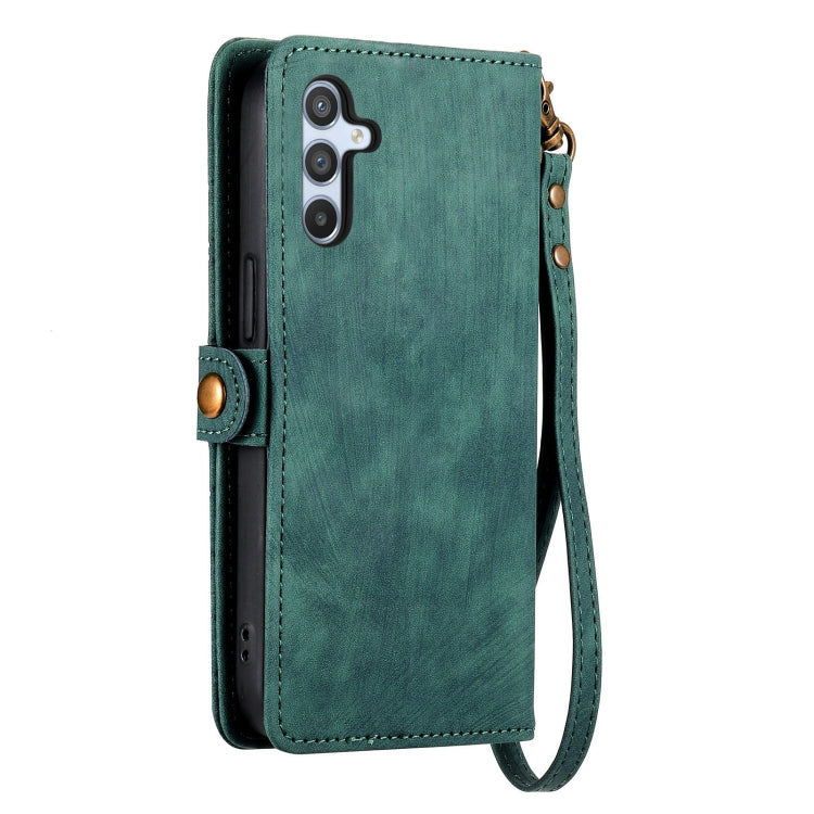 For Samsung Galaxy A22 5G Geometric Zipper Wallet Side Buckle Leather Phone Case(Green) - free shipping - PMC TechLife - Order now!