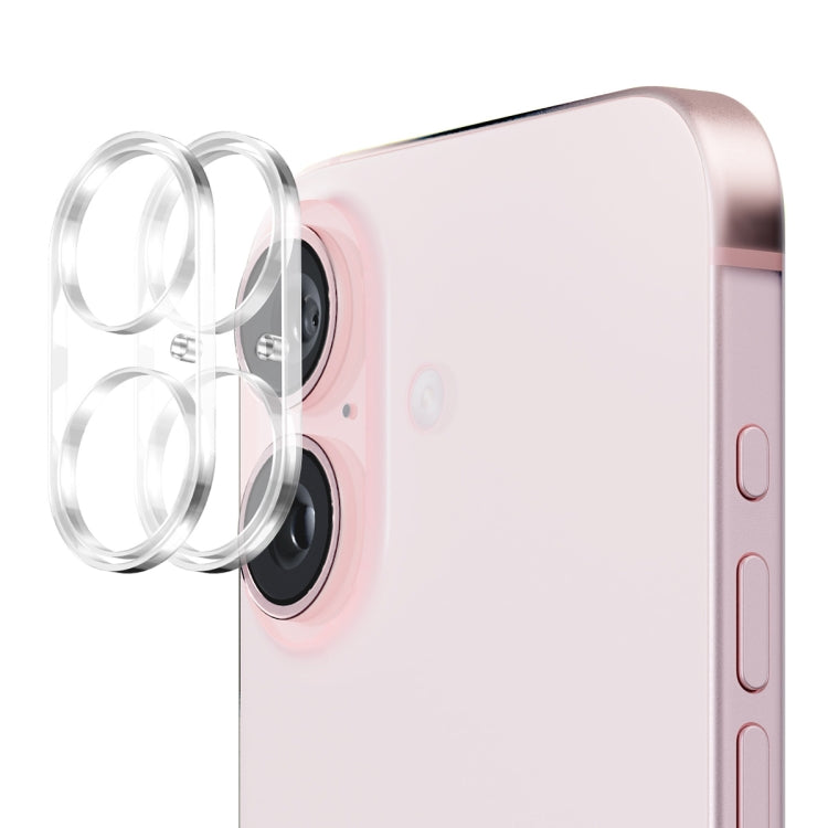For iPhone 16 / 16 Plus 2pcs ENKAY Hat-Prince 9H Rear Camera Lens Tempered Glass Film - iPhone 16 Plus Tempered Glass by ENKAY | Online Shopping South Africa | PMC TechLife | Buy Now Pay Later Mobicred