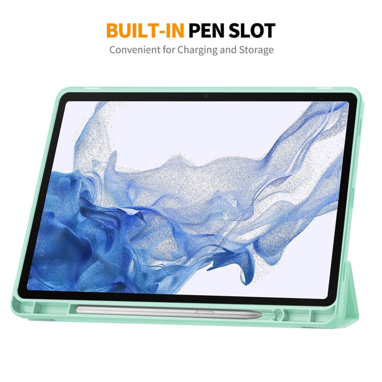 For Samsung Galaxy Tab S9 ENKAY Tri-fold Custer Leather TPU Bottom Smart Case with Pen Slot(Purple) - free shipping - PMC Jewellery - Order now!