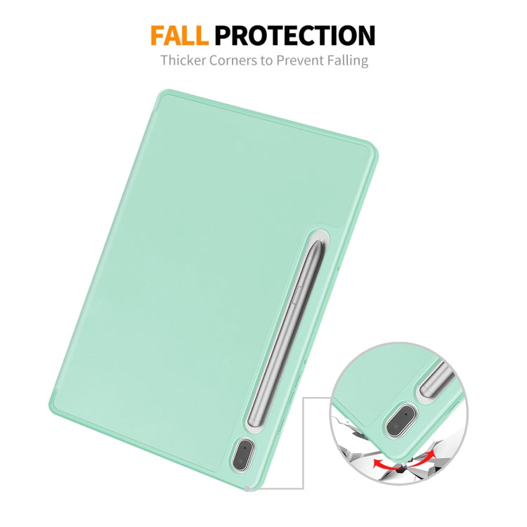 For Samsung Galaxy Tab S9 ENKAY Tri-fold Custer Leather TPU Bottom Smart Case with Pen Slot(Purple) - free shipping - PMC Jewellery - Order now!
