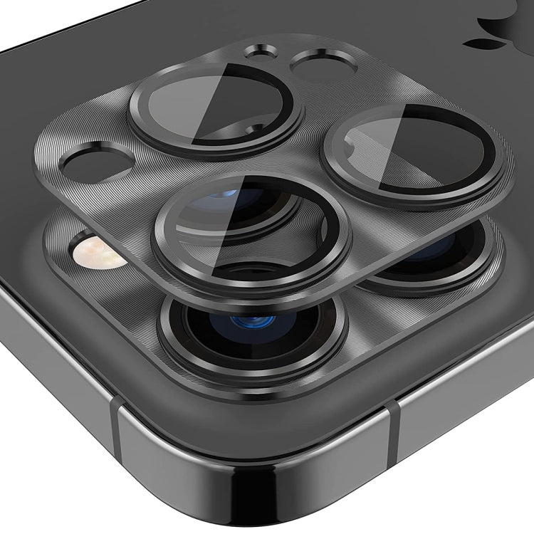 For iPhone 15 Pro / 15 Pro Max ENKAY Aluminium Alloy Tempered Glass Lens Cover Film(Black) - free shipping - PMC Jewellery - Order now!