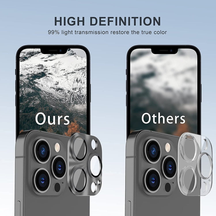 For iPhone 15 Pro / 15 Pro Max ENKAY Aluminium Alloy Tempered Glass Lens Cover Film(Black) - free shipping - PMC Jewellery - Order now!