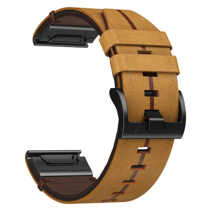 For Garmin MARQ Athlete (Gen 2) 22mm Leather Textured Watch Band(Brown) - Watch Bands by PMC Jewellery | Online Shopping South Africa | PMC Jewellery