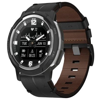 For Garmin Instinct Crossover 22mm Leather Textured Watch Band(Black) - Watch Bands by PMC Jewellery | Online Shopping South Africa | PMC Jewellery