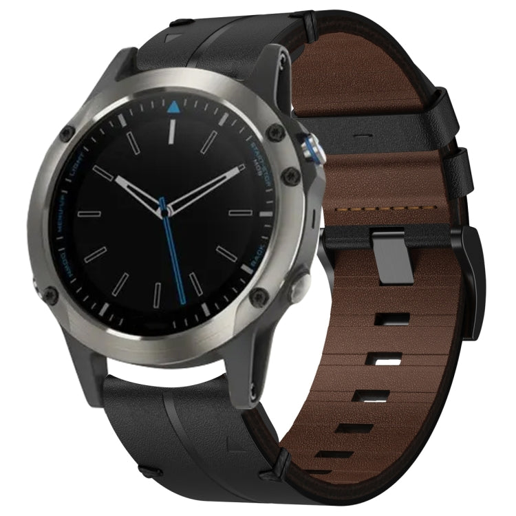 For Garmin Quatix 5 Leather Textured 22mm Watch Band(Black) - free shipping - PMC TechLife - Order now!