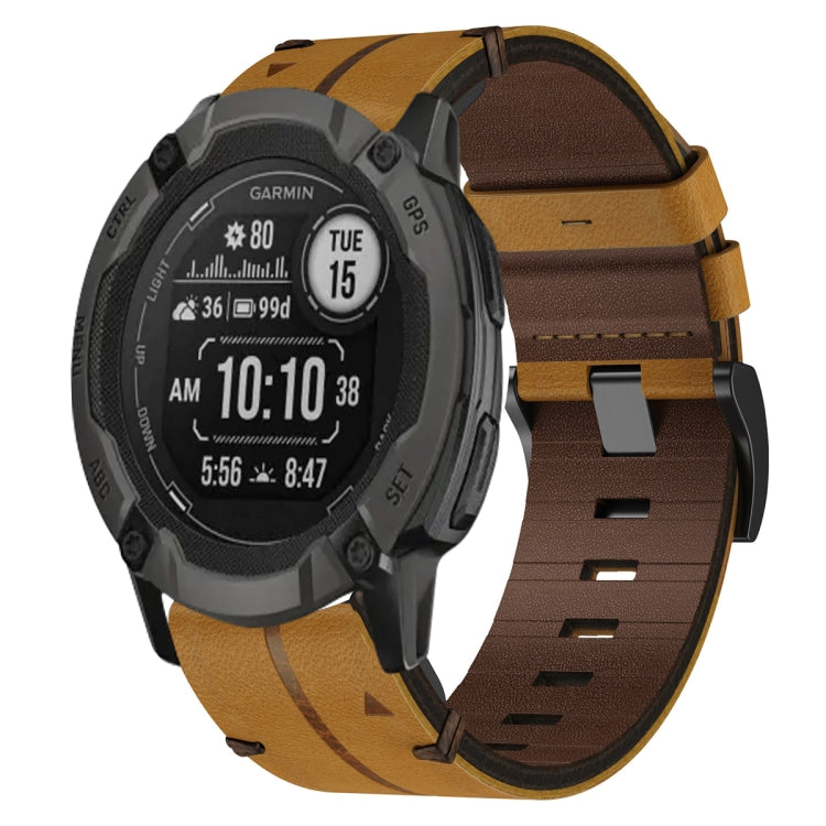 For Garmin Instinct 2X Solar 26mm Leather Textured Watch Band(Brown) - Watch Bands by PMC Jewellery | Online Shopping South Africa | PMC Jewellery