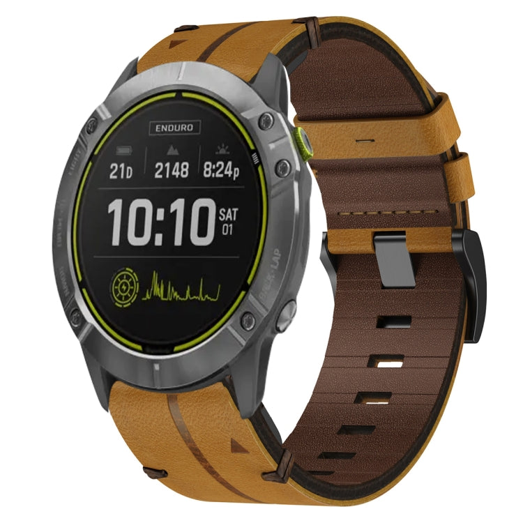 For Garmin Enduro 26mm Leather Textured Watch Band(Brown) - Watch Bands by PMC Jewellery | Online Shopping South Africa | PMC Jewellery