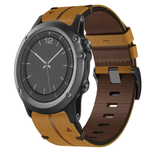 For Garmin Fenix 3 Sapphire 26mm Leather Textured Watch Band(Brown) - Watch Bands by PMC Jewellery | Online Shopping South Africa | PMC Jewellery