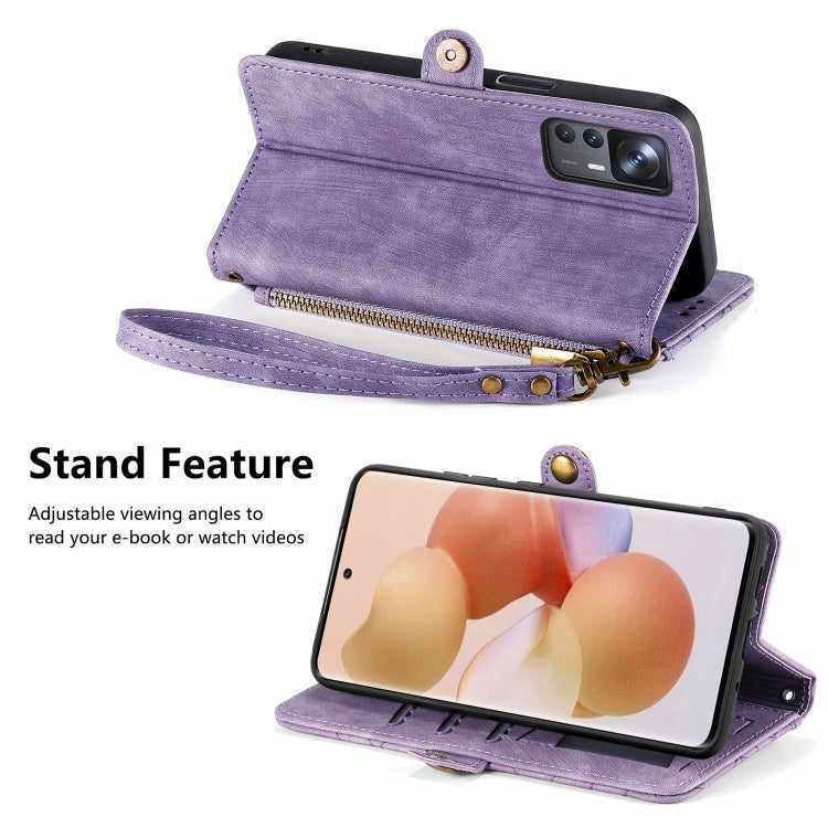 For Xiaomi Poco X3 GT Geometric Zipper Wallet Side Buckle Leather Phone Case(Purple) - Xiaomi Cases by PMC TechLife | Online Shopping South Africa | PMC TechLife | Buy Now Pay Later Mobicred