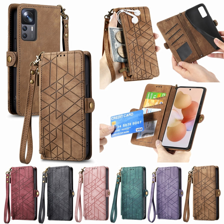 For Xiaomi 13 Ultra Geometric Zipper Wallet Side Buckle Leather Phone Case(Purple) - 13 Ultra Cases by PMC TechLife | Online Shopping South Africa | PMC TechLife | Buy Now Pay Later Mobicred