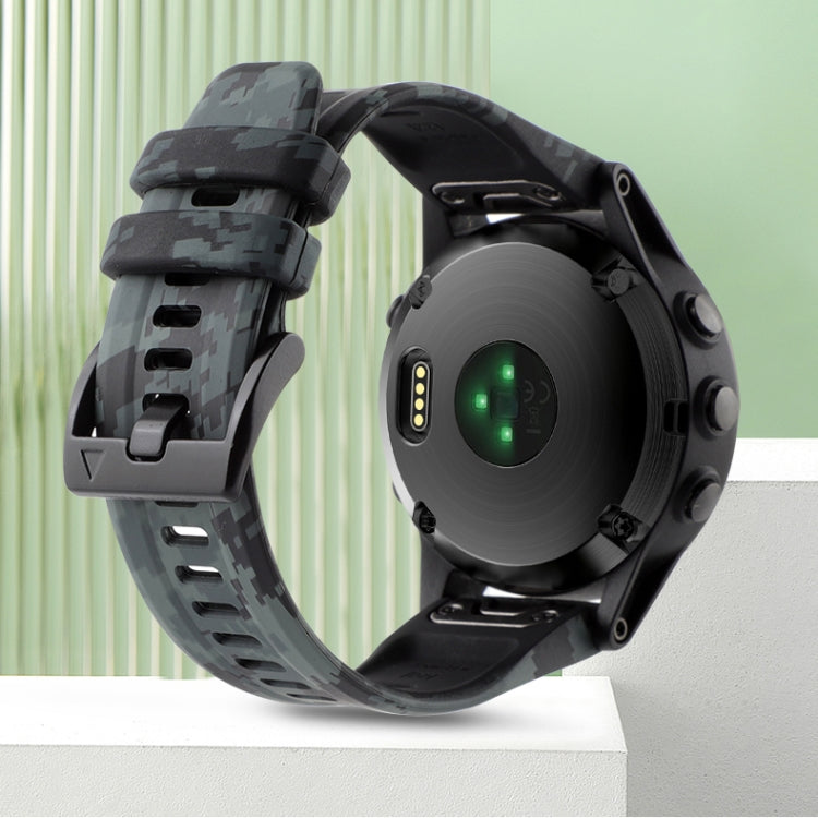 For Garmin Approach S62 22mm Camouflage Silicone Watch Band(Camouflage Black) - Watch Bands by PMC TechLife | Online Shopping South Africa | PMC TechLife