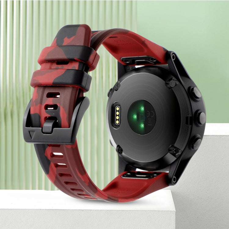 For Garmin Forerunner 965 22mm Camouflage Silicone Watch Band(Camouflage Red) - Watch Bands by PMC TechLife | Online Shopping South Africa | PMC TechLife