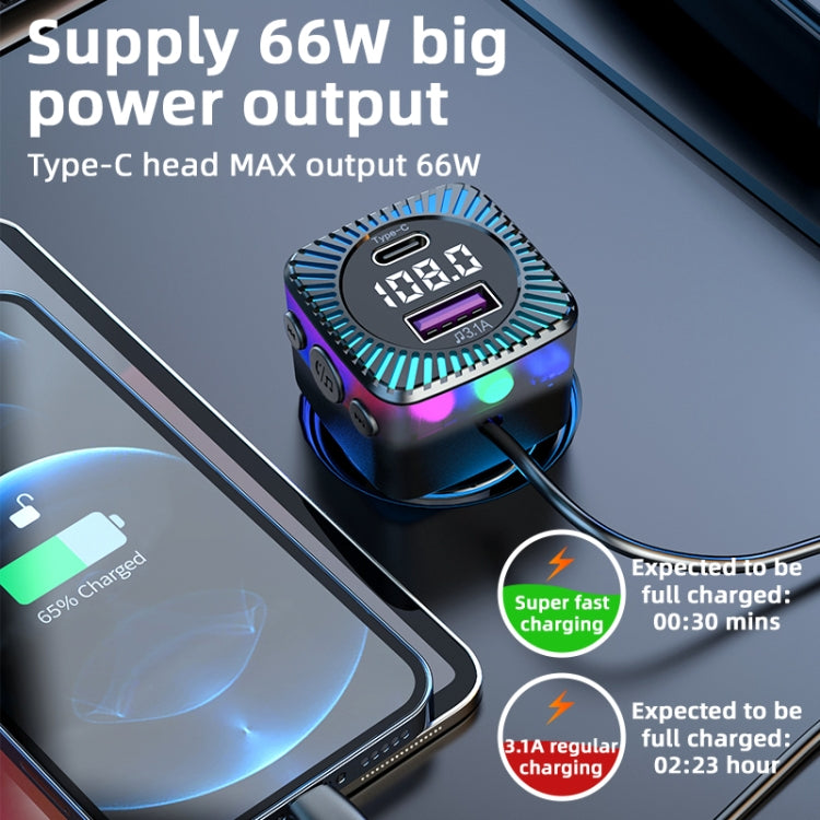 CS5 Car 3 in 1 Bluetooth 5.3 MP3 Player FM Transmitter Charger with Cable - Car Charger by PMC TechLife | Online Shopping South Africa | PMC TechLife | Buy Now Pay Later Mobicred