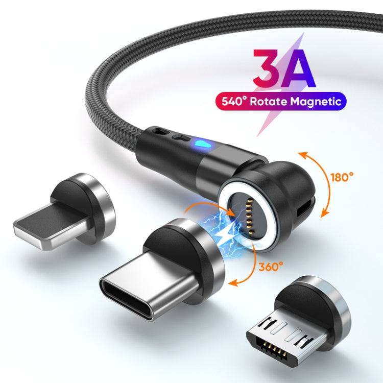 ENKAY 3 in 1 3A USB to Type-C / 8 Pin / Micro USB Magnetic 540 Degrees Rotating Fast Charging Cable, Length:2m(Black) - Charging Cable & Head by ENKAY | Online Shopping South Africa | PMC Jewellery | Buy Now Pay Later Mobicred